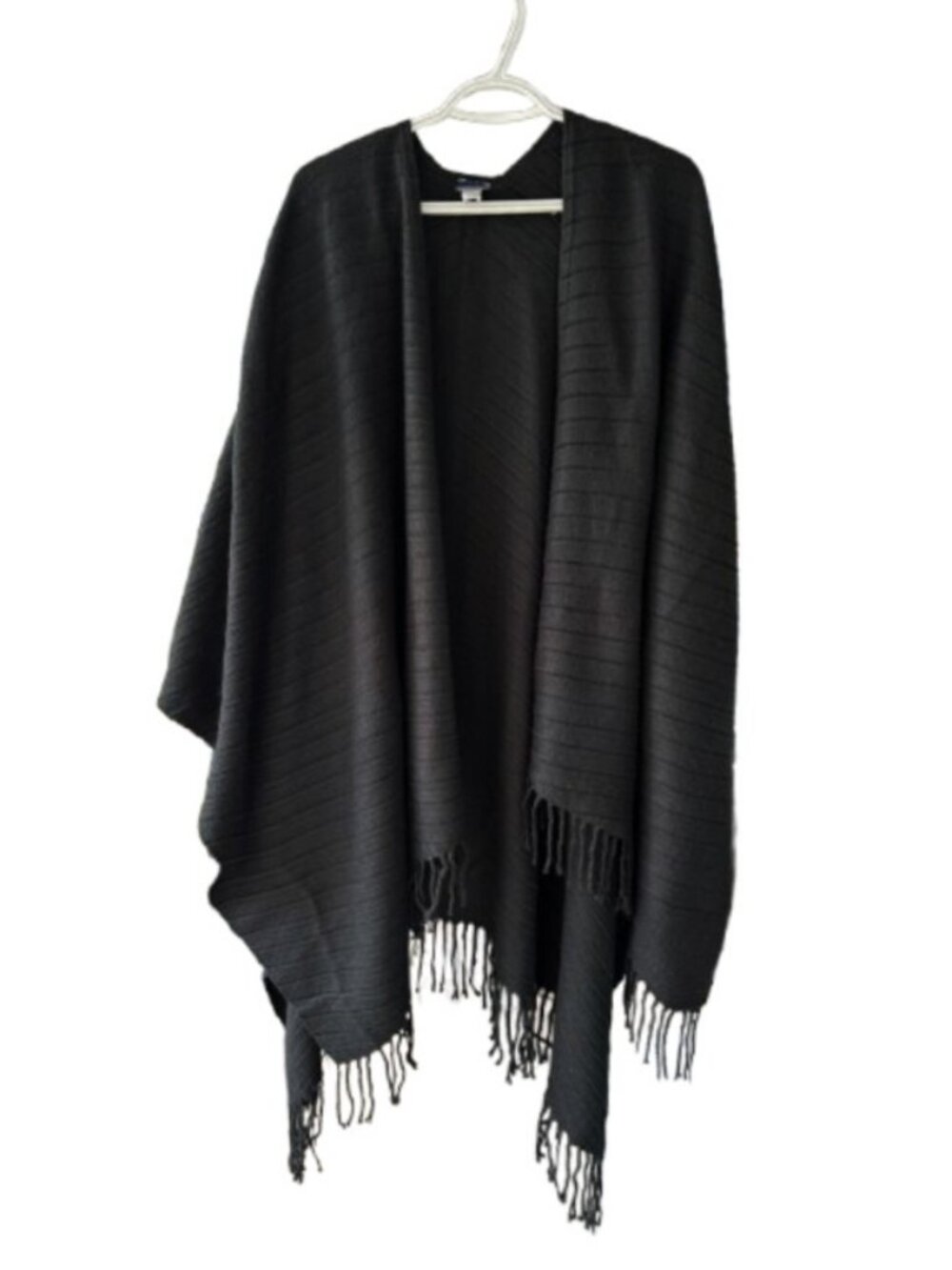Croft & Barrow open front knit shawl black women's one size - Picture 2 of 5